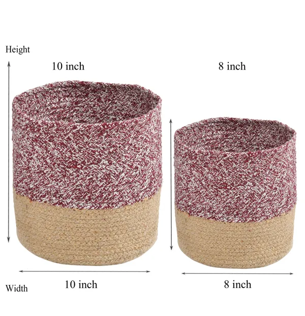 Maroon_Braided_Cotton_Baskets_|_Storage_Bins_Organizer_|_Laundry,_Toys_&_Planter_Basket-_Set_of_2_(10,_8_Inch)_-_Maroon