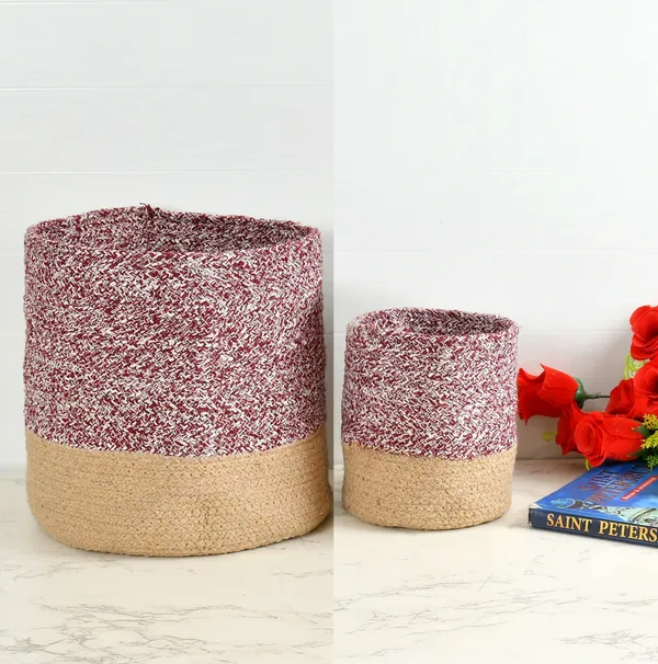 Maroon_Braided_Cotton_Baskets_|_Storage_Bins_Organizer_|_Laundry,_Toys_&_Planter_Basket-_Set_of_2_(10,_6_Inch)_-_Maroon