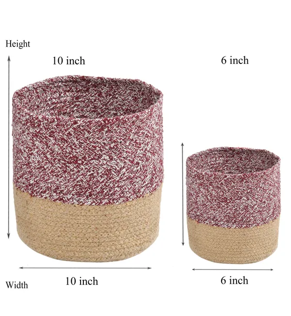 Maroon_Braided_Cotton_Baskets_|_Storage_Bins_Organizer_|_Laundry,_Toys_&_Planter_Basket-_Set_of_2_(10,_6_Inch)_-_Maroon