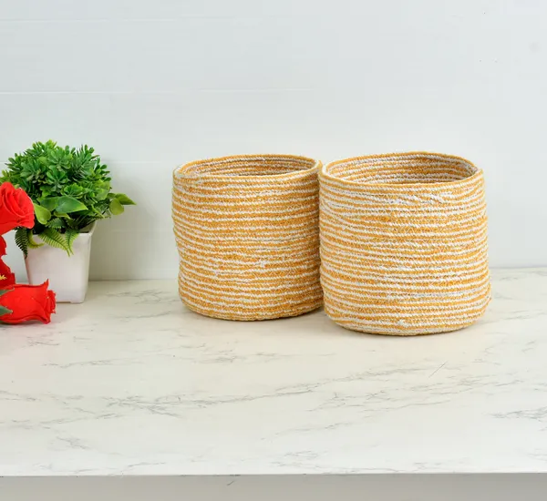 Yellow_Braided_Cotton_Baskets_|_Storage_Bins_Organizer_|_Laundry,_Toys_&_Planter_Basket-_Set_of_2_(6_Inch)_-_Yellow