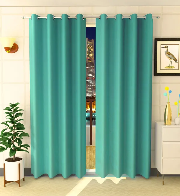 Pack_Of_2_Aqua_Blue_Polyester_Curtains_For_Long_Door/Door/Window