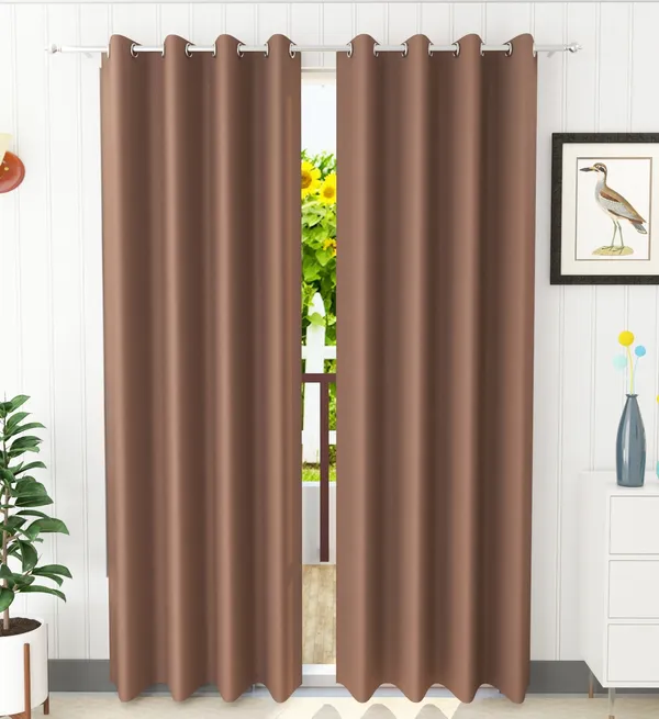 Pack_Of_2_Brown_Polyester_Curtains_For_Long_Door/Door/Window