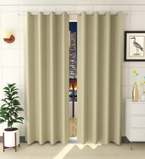 Pack_Of_2_Green_Polyester_Curtains_For_Long_Door/Door/Window