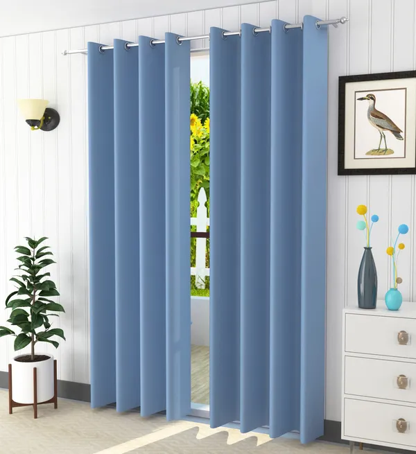 Pack_Of_2_Light_Blue_Polyester_Curtains_For_Long_Door/Door/Window