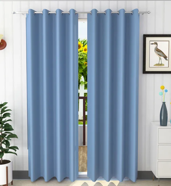 Pack_Of_2_Light_Blue_Polyester_Curtains_For_Long_Door/Door/Window