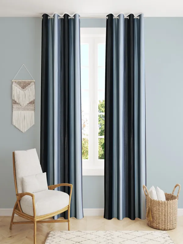 Pack_Of_2_Black_Polyester_Curtains_For_Long_Door/Door/Window