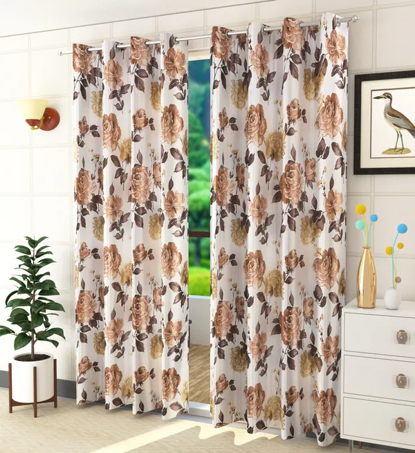 Brown_Pack_of_2_Polyester_Floral_Room_Darkening_Curtain_Panel_for_Door,_Window,_Long_Door