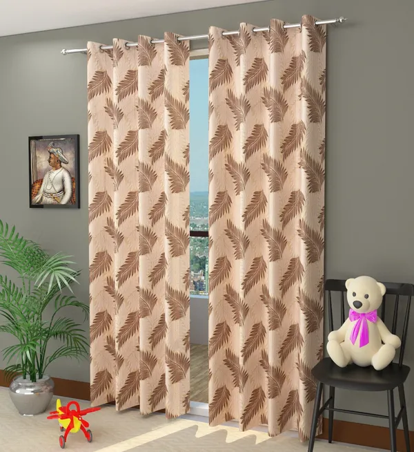 Pack_Of_2_Brown_Polyester_Curtains_For_Long_Door/Door/Window