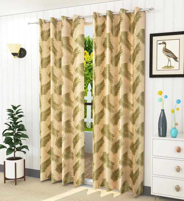 Pack_Of_2_Green_Polyester_Curtains_For_Long_Door/Door/Window