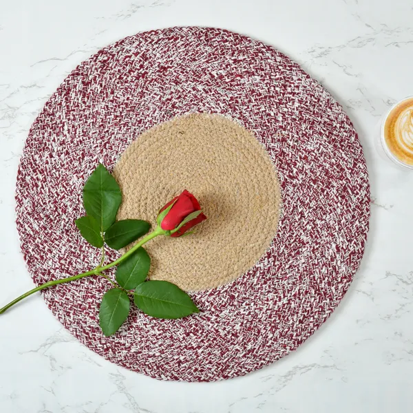 Maroon_Braided_Cotton_Placemats_35_Cm_Round_-_Dining_Table,_Bed_Side/Centre_Table/Shelves