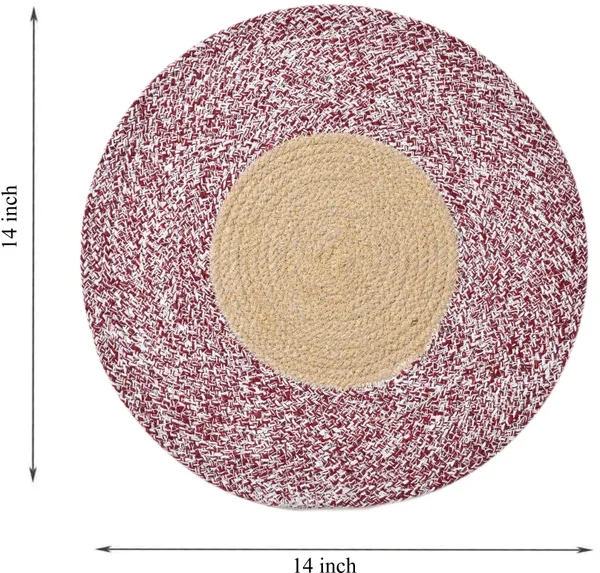 Maroon_Braided_Cotton_Placemats_35_Cm_Round_-_Dining_Table,_Bed_Side/Centre_Table/Shelves