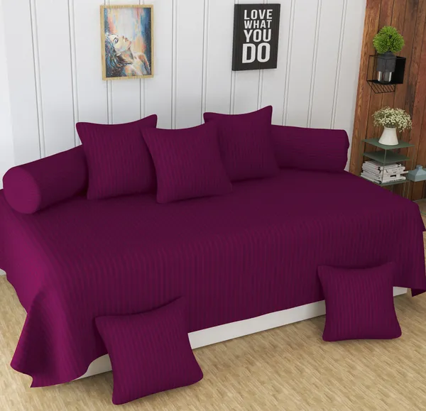 160_TC_Stripe_Glace_Cotton_Diwan_Set_-_8_Piece_-_Dark_Pink