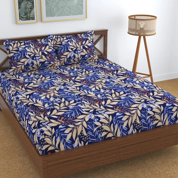 144_TC_Microfiber_Double_Bedsheet_with_2_Pillow_Covers_-Floral,_Multicolor
