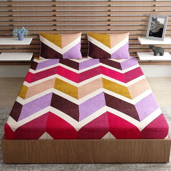Maroon_144_TC_Microfiber_Double_Printed_Flat_Bedsheet_with_2_Pillow_Covers