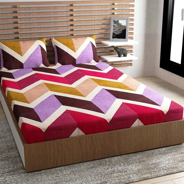 Maroon_144_TC_Microfiber_Double_Printed_Flat_Bedsheet_with_2_Pillow_Covers