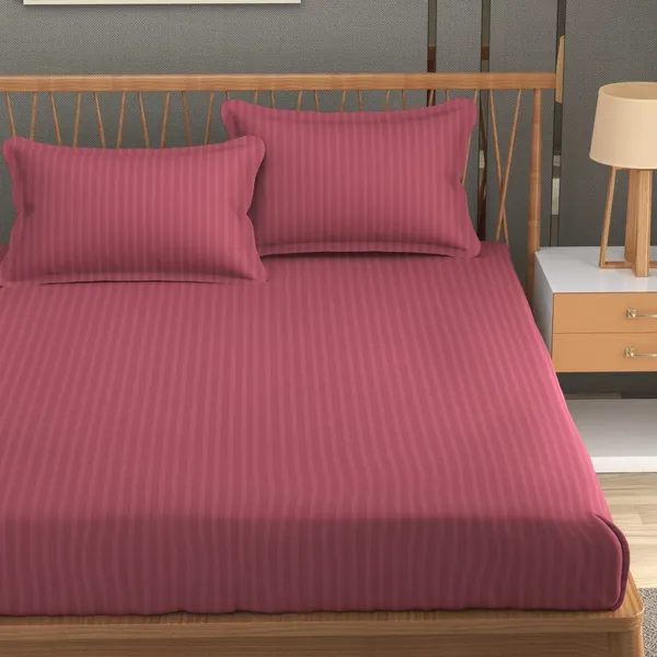 160_TC_Stripe_Glace_Cotton_Double_BedSheet_with_2_Pillow_Covers_-_(90x90_inches)_-_Pink