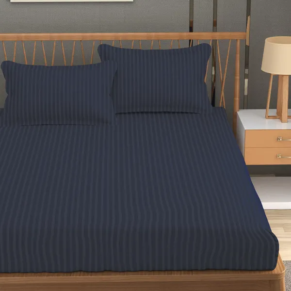 160_TC_Stripe_Glace_Cotton_Double_BedSheet_with_2_Pillow_Covers_-_(90x90_inches)_-_Grey