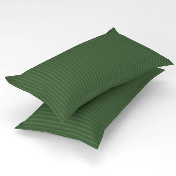 160_TC_Stripe_Glace_Cotton_Double_BedSheet_with_2_Pillow_Covers_-_(90x90_inches)_-_Dark_Green