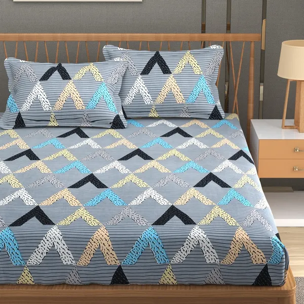 180_TC_Double_BedSheet_with_2_Pillow_Covers_-_(90x90_inches)_-_Grey