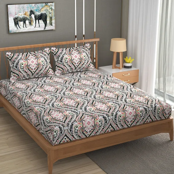 180_TC_Double_BedSheet_with_2_Pillow_Covers_-_(90x90_inches)_-_Multi