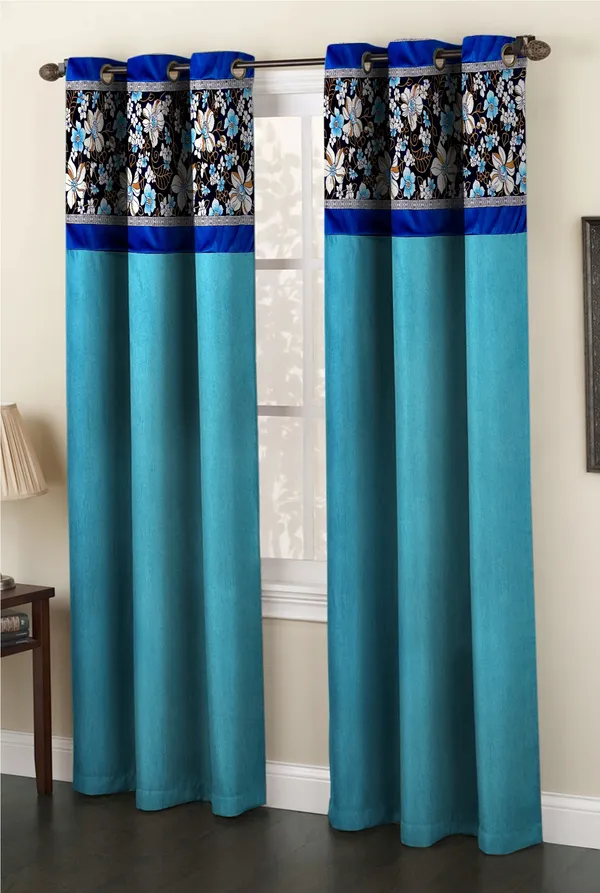 Pack_Of_2_Aqua_Blue_Polyester_Curtains_For_Long_Door/Door/Window