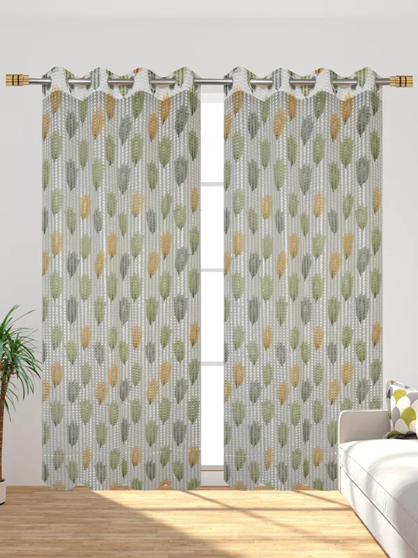 Pack_Of_2_Green_Polyester_Curtains_For_Long_Door/Door/Window