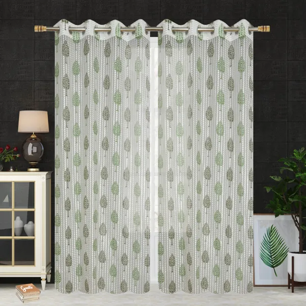 Pack_Of_2_Green_Polyester_Curtains_For_Long_Door/Door/Window