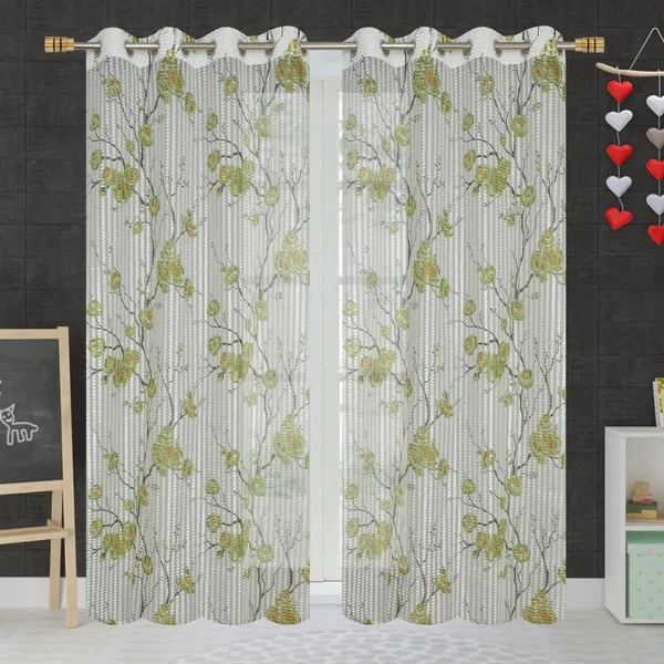 Pack_Of_2_Green_Polyester_Curtains_For_Long_Door/Door/Window