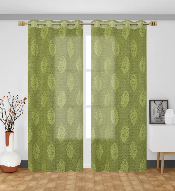Pack_Of_2_Green_Polyester_Curtains_For_Long_Door/Door/Window