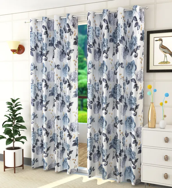 Grey_Pack_of_2_Polyester_Floral_Room_Darkening_Curtain_Panel_for_Door,_Window,_Long_Door