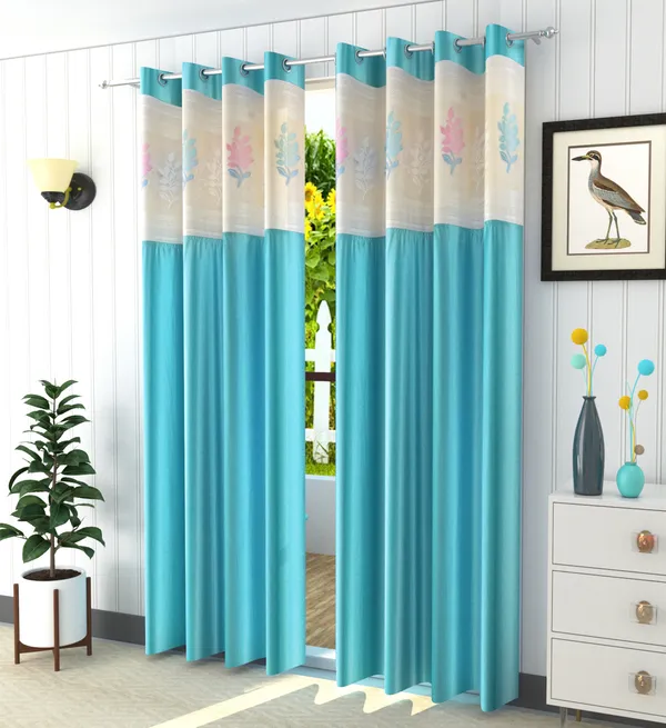 Pack_Of_2_Aqua_Blue_Polyester_Curtains_For_Long_Door/Door/Window