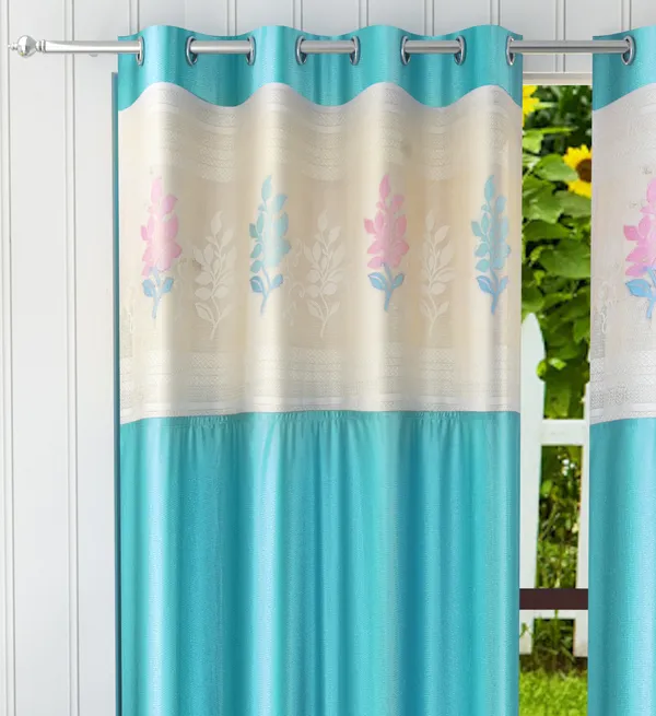 Pack_Of_2_Aqua_Blue_Polyester_Curtains_For_Long_Door/Door/Window