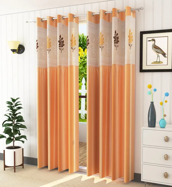 Pack_Of_2_Beige_Polyester_Curtains_For_Long_Door/Door/Window