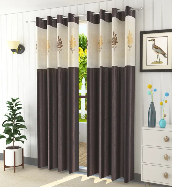 Pack_Of_2_Coffee_Polyester_Curtains_For_Long_Door/Door/Window