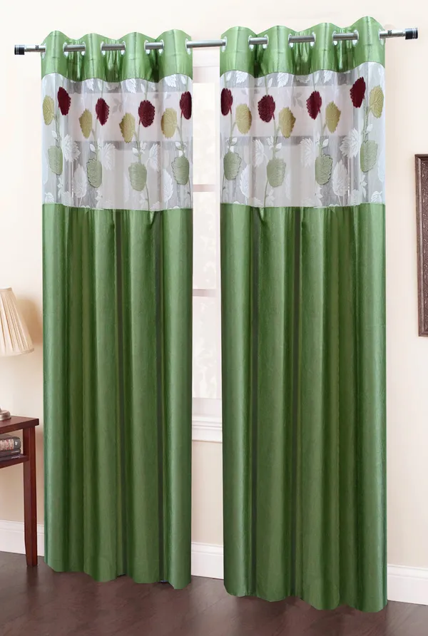 Pack_Of_2_Green_Polyester_Curtains_For_Long_Door/Door/Window