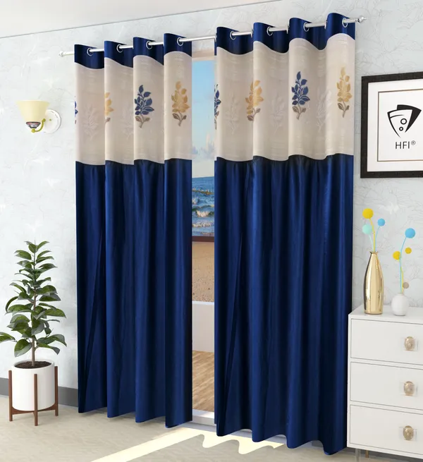 Pack_Of_2_Navy_Blue_Polyester_Curtains_For_Long_Door/Door/Window