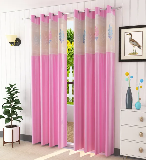 Pack_Of_2_Pink_Polyester_Curtains_For_Long_Door/Door/Window