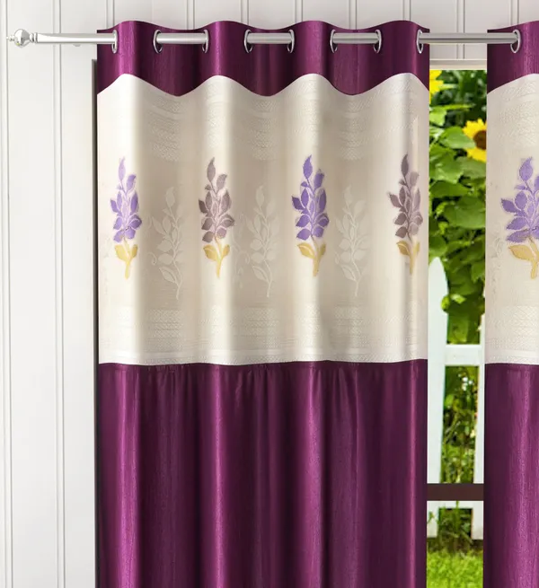 Pack_Of_2_Wine_Polyester_Curtains_For_Long_Door/Door/Window