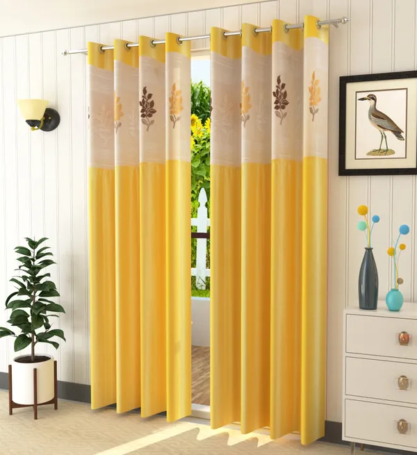 Pack_Of_2_Yellow_Polyester_Curtains_For_Long_Door/Door/Window
