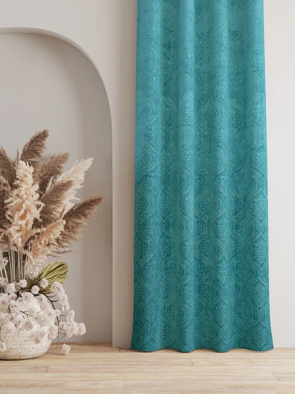 Pack_Of_2_Aqua_Blue_Velvet_Curtains_For_Long_Door/Door/Window