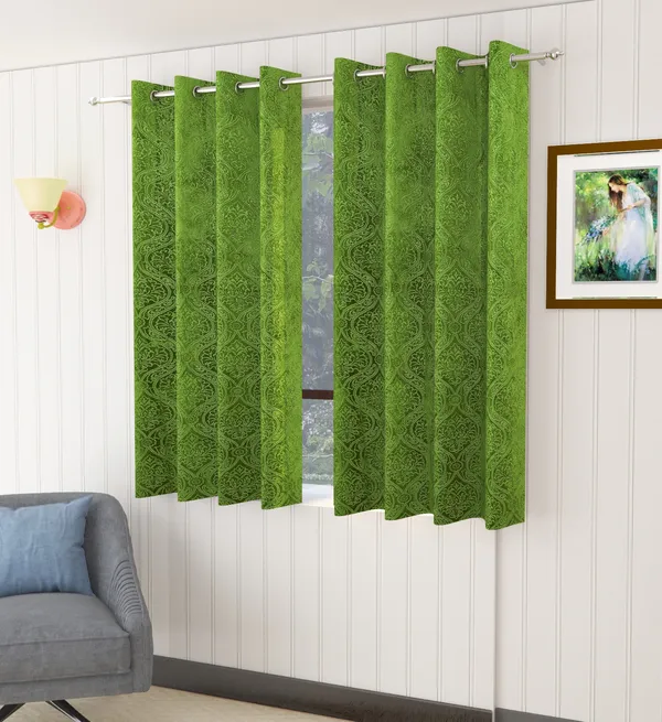 Pack_Of_2_Green_Velvet_Curtains_For_Long_Door/Door/Window
