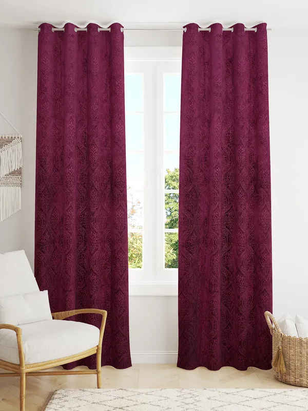 Pack_Of_2_Wine_Velvet_Curtains_For_Long_Door/Door/Window