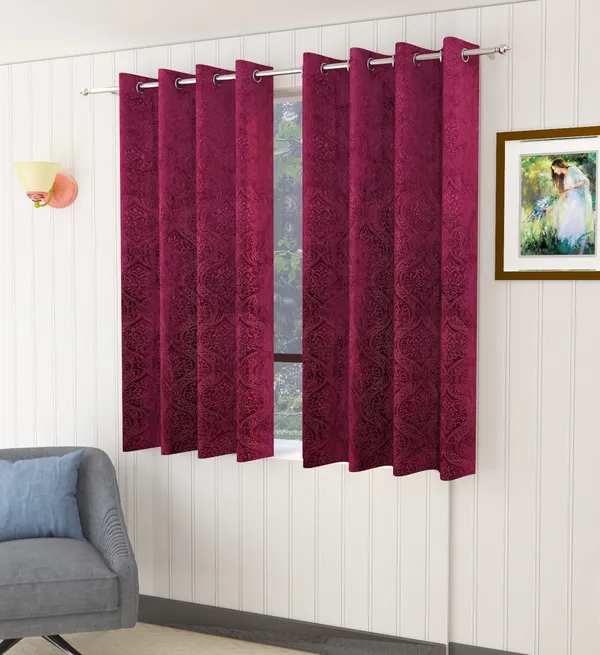 Pack_Of_2_Wine_Velvet_Curtains_For_Long_Door/Door/Window
