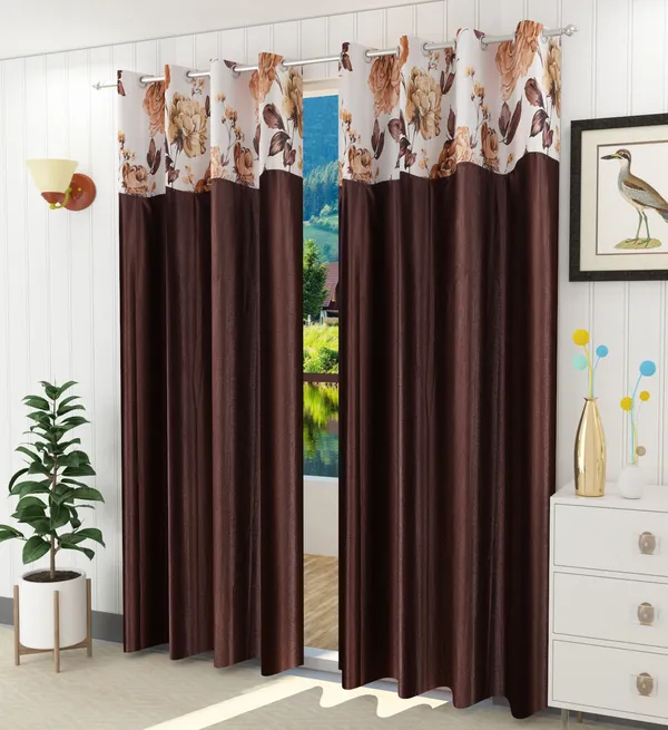 Pack_Of_2_Coffee_Polyester_Curtains_For_Long_Door/Door/Window