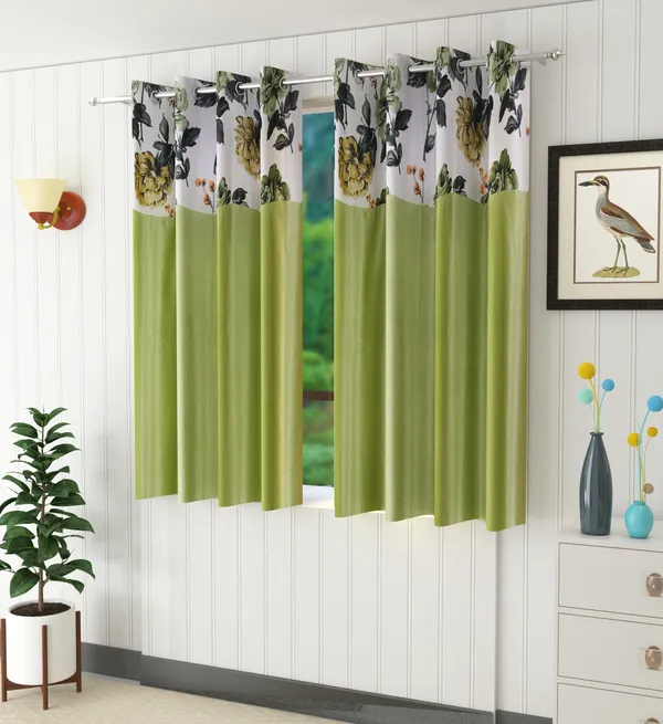 Pack_Of_2_Green_Polyester_Curtains_For_Long_Door/Door/Window