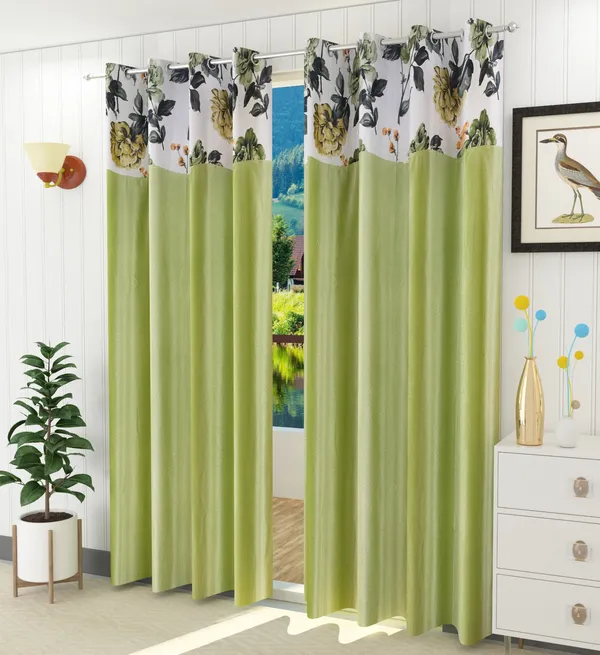 Pack_Of_2_Green_Polyester_Curtains_For_Long_Door/Door/Window
