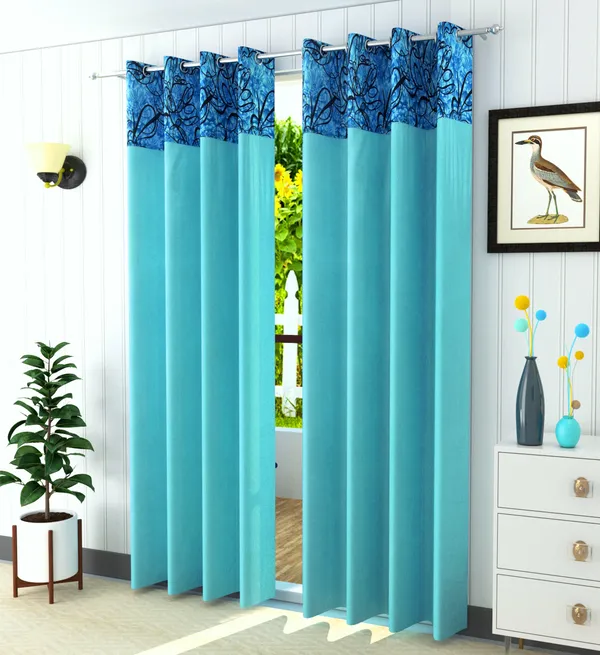 Pack_Of_2_Aqua_Blue_Polyester_Curtains_For_Long_Door/Door/Window