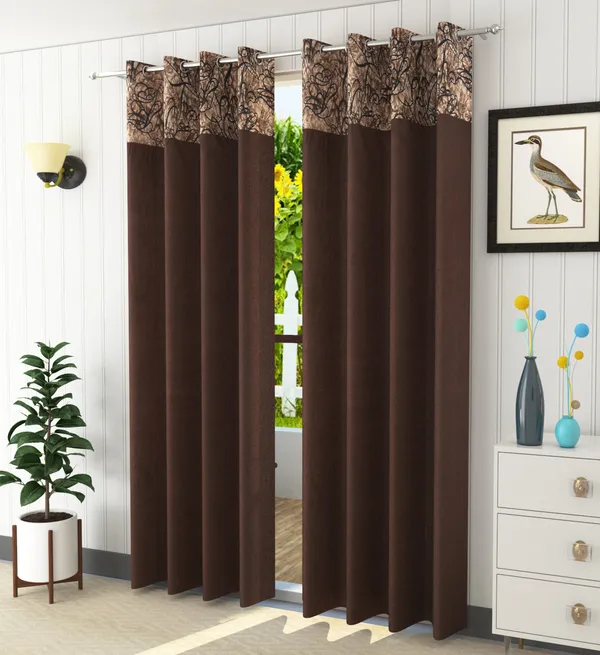 Pack_Of_2_Coffee_Polyester_Curtains_For_Long_Door/Door/Window
