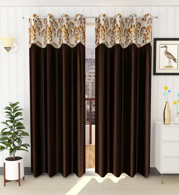 Pack_Of_2_Coffee_Polyester_Curtains_For_Long_Door/Door/Window