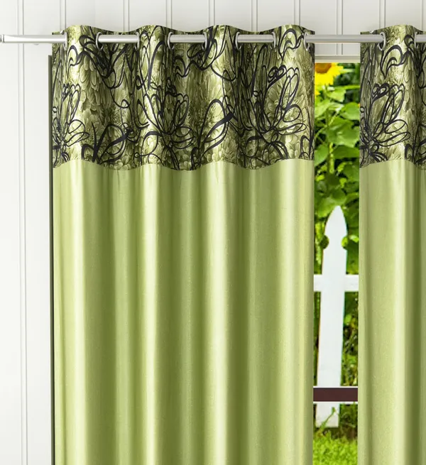 Pack_Of_2_Green_Polyester_Curtains_For_Long_Door/Door/Window
